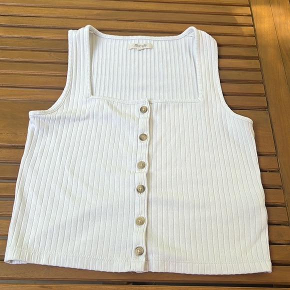 MADEWELL Crop Top Button Up Ribbed Size M - Picture 1 of 6